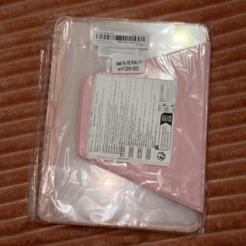 iPad Air 11 M4 Case Pink 360 Rotating Stand Folio Clear Back Cover 2024 11-inch